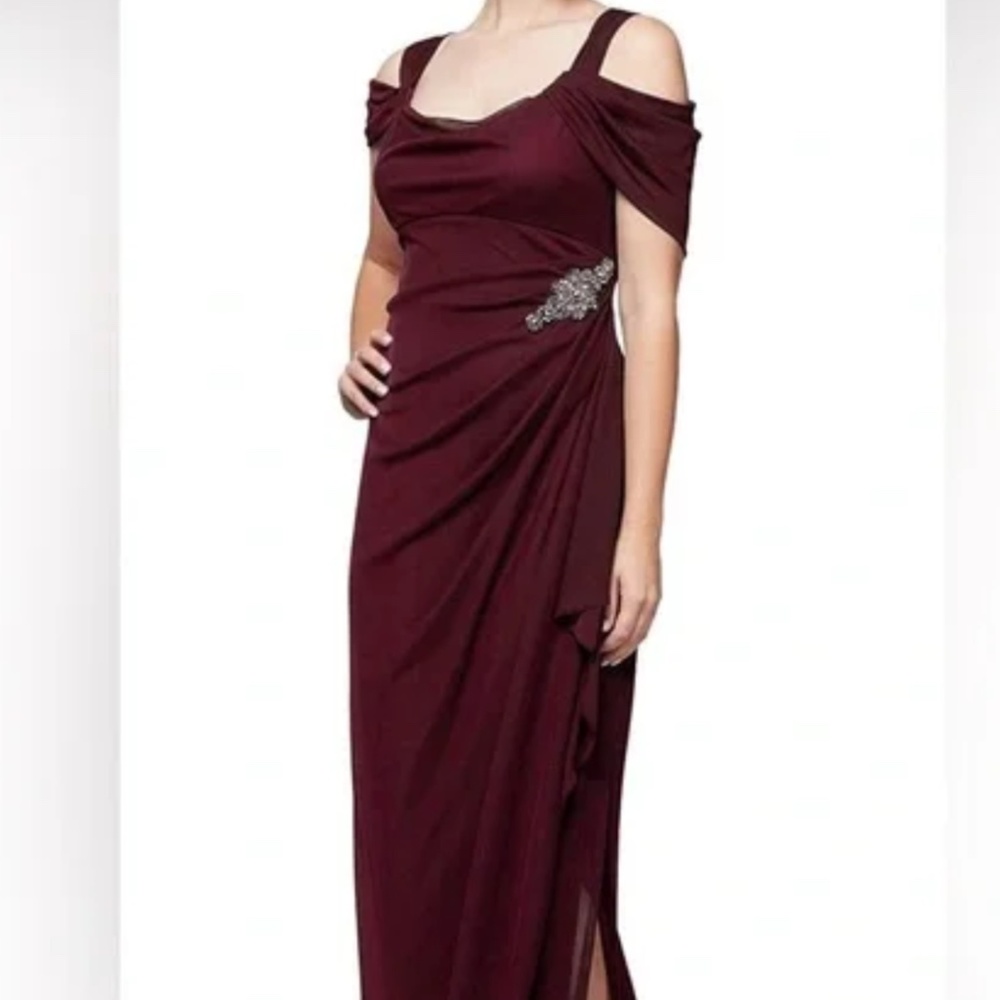 Alex Evenings Embellished Cold Shoulder Column Evening Gown, size 16